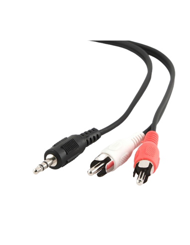 Аудио адаптер Cablexpert CCA-458/0.2, 3.5mm 3-pin (M) - 2x RCA (M), 0,2м, Чёрный