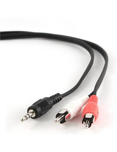 Аудиокабель Cablexpert CCA-458-2.5M, 3.5mm 3-pin (M) - 2x RCA (M), 2,5м, Чёрный