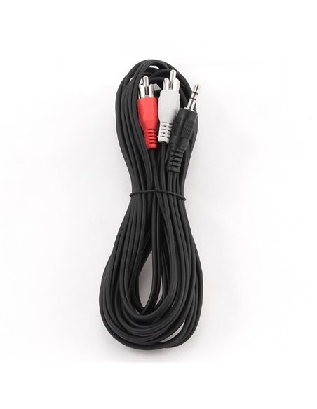 Аудиокабель Cablexpert CCA-458-5M, 3.5mm 3-pin (M) - 2x RCA (M), 5м, Чёрный