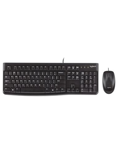 Клавиатура и мышь Logitech MK120, Проводное, Чёрный