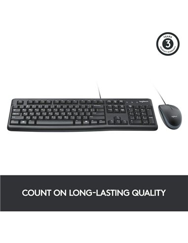 Клавиатура и мышь Logitech MK120, Проводное, Чёрный