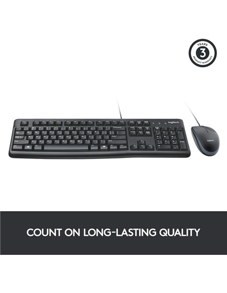 Клавиатура и мышь Logitech MK120, Проводное, Чёрный