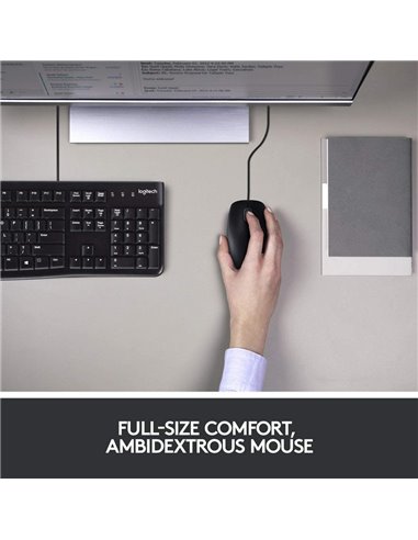 Клавиатура и мышь Logitech MK120, Проводное, Чёрный