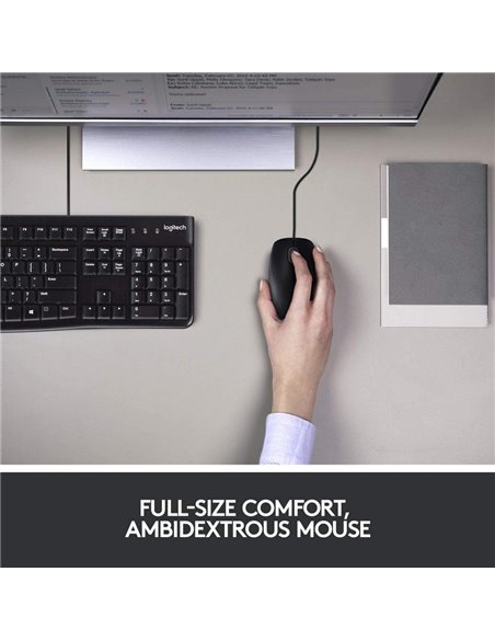 Клавиатура и мышь Logitech MK120, Проводное, Чёрный