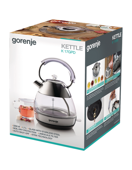 Fierbător electric Gorenje K17GPD, Oțel inoxidabil