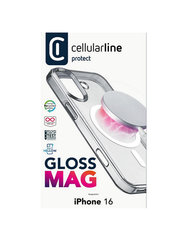 Чехол Cellularline Gloss Mag - iPhone 16, Прозрачный
