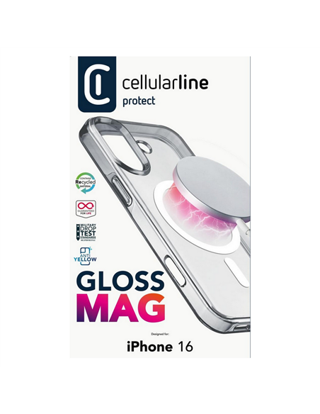 Чехол Cellularline Gloss Mag - iPhone 16, Прозрачный