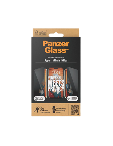 Защитное стекло PanzerGlass iPhone 15 Plus Privacy wA, Прозрачный