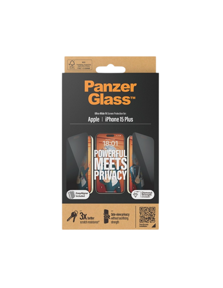 Sticlă de protecție PanzerGlass iPhone 15 Plus Privacy wA, Transparent