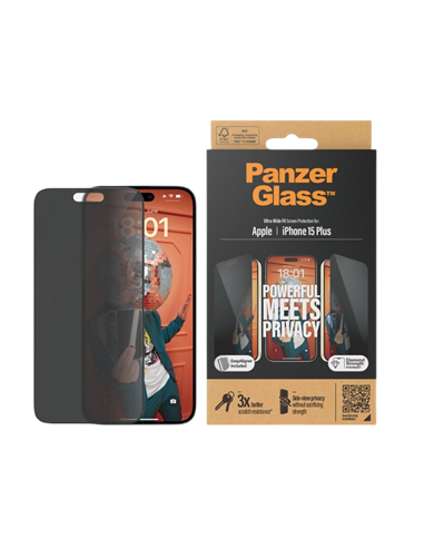 Sticlă de protecție PanzerGlass iPhone 15 Plus Privacy wA, Transparent