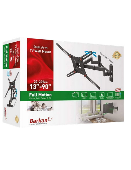 Suport de perete înclinat și pivotant BARKAN BM464, Negru