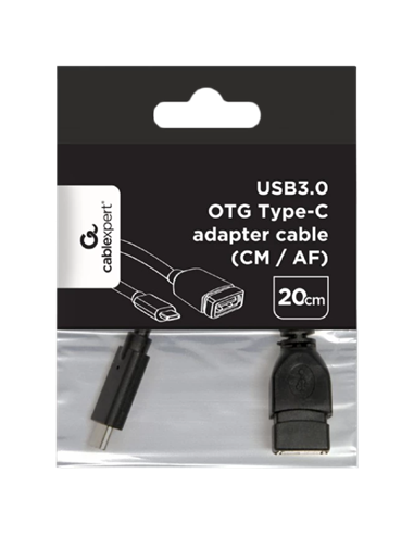 Адаптер USB Cablexpert A-OTG-CMAF3-01, USB Type-A (F)/USB Type-C (M), 0,2м, Чёрный