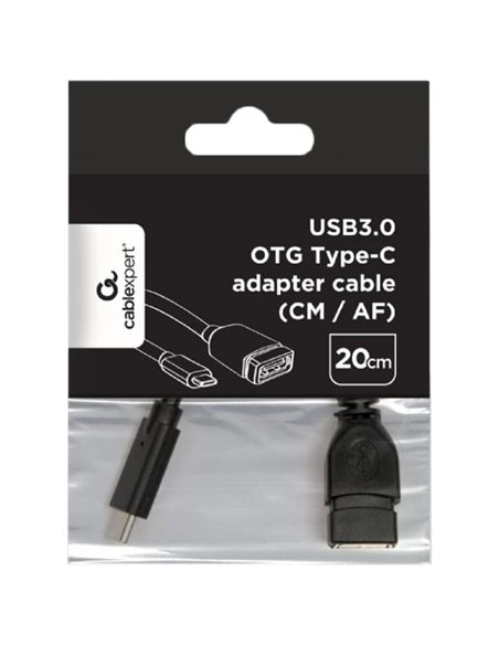 Адаптер USB Cablexpert A-OTG-CMAF3-01, USB Type-A (F)/USB Type-C (M), 0,2м, Чёрный