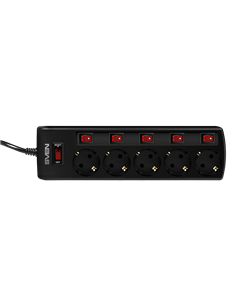 Prelungitor electric SVEN SF-05PL, 5 Prize, 3m, Negru