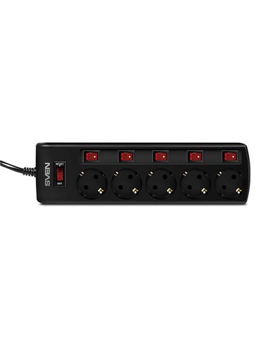 Сетевой фильтр SVEN SF-05PL, 5 Розеток, 3м, Чёрный