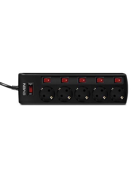 Сетевой фильтр SVEN SF-05PL, 5 Розеток, 3м, Чёрный