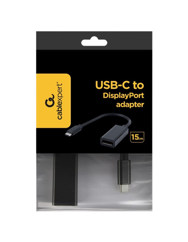Adaptor Video Cablexpert A-CM-DPF-01, Type-C - DisplayPort (F), 0,15m, Negru
