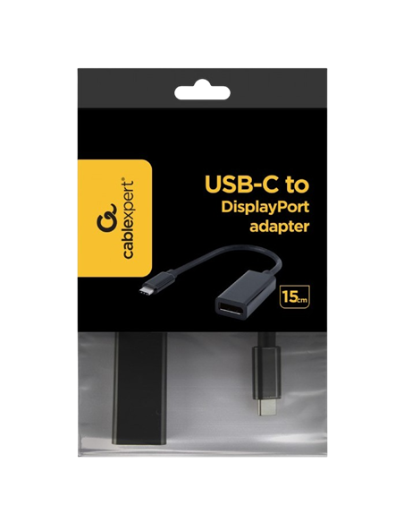 Adaptor Video Cablexpert A-CM-DPF-01, Type-C - DisplayPort (F), 0,15m, Negru