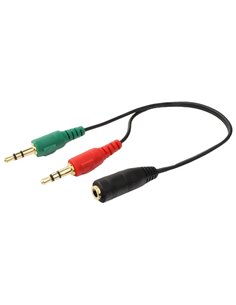 Audio Adaptor Cablexpert CCA-418, 3.5mm 4-pin (F) - 2x3.5mm 3-pin (M), 0,2m, Negru 2