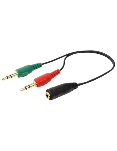 Audio Adaptor Cablexpert CCA-418, 3.5mm 4-pin (F) - 2x3.5mm 3-pin (M), 0,2m, Negru
