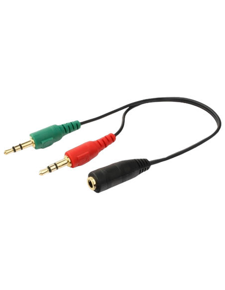Audio Adaptor Cablexpert CCA-418, 3.5mm 4-pin (F) - 2x3.5mm 3-pin (M), 0,2m, Negru