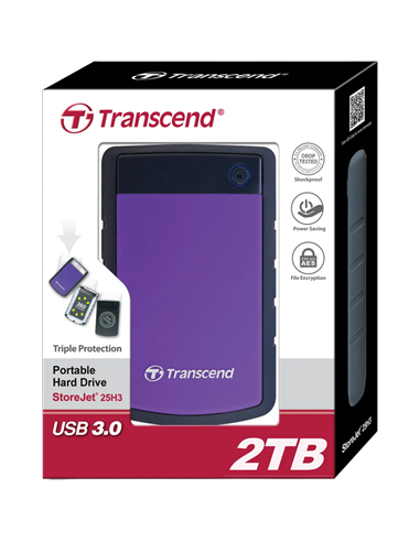 HDD portabil extern Transcend StoreJet 25H3P, 2 TB, Purple (TS2TSJ25H3P)