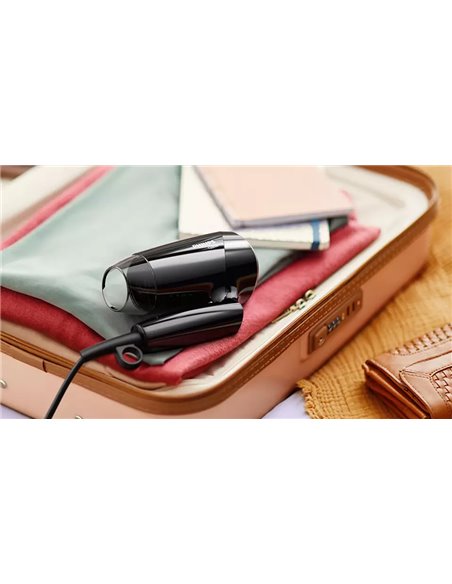 Uscător de păr compact Philips EssentialCare BHC010/10, 1200 W, Negru