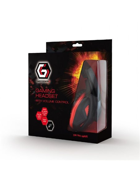 Căști gaming Gembird GHS-03, Cu fir, Negru/Roșu