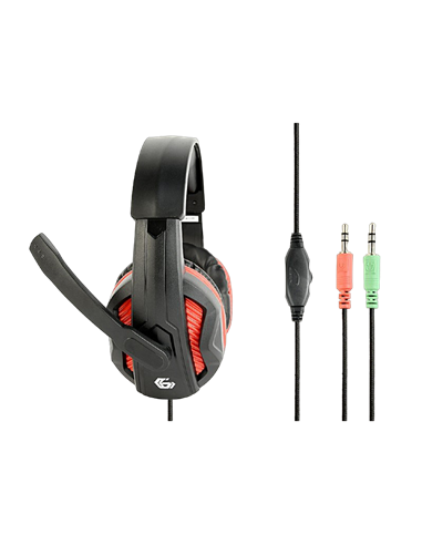 Căști gaming Gembird GHS-03, Cu fir, Negru/Roșu