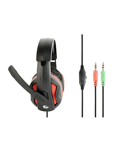 Căști gaming Gembird GHS-03, Cu fir, Negru/Roșu