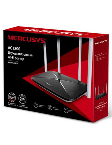 Беспроводной маршрутизатор MERCUSYS AC12, Чёрный
