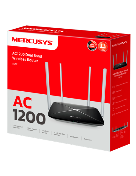 Беспроводной маршрутизатор MERCUSYS AC12, Чёрный