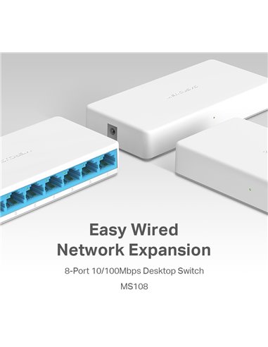 Сетевой коммутатор MERCUSYS MS108, 8x 10/100 Мбит/с