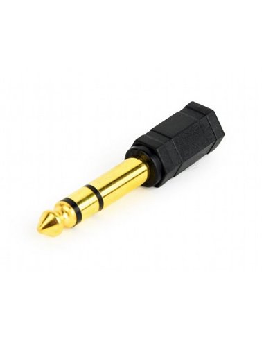 Аудио адаптер Cablexpert A-6.35M-3.5F, 6.35mm 3-pin (M) - 3.5mm 3-pin (F), Чёрный