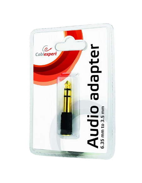 Audio Adaptor Cablexpert A-6.35M-3.5F, 6.35mm 3-pin (M) - 3.5mm 3-pin (F), Negru
