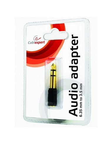 Аудио адаптер Cablexpert A-6.35M-3.5F, 6.35mm 3-pin (M) - 3.5mm 3-pin (F), Чёрный