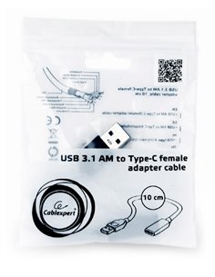 Кабель для зарядки и синхронизации Cablexpert A-USB3-AMCF-01, USB Type-A/USB Type-C (F), 0,1м, Чёрный 2