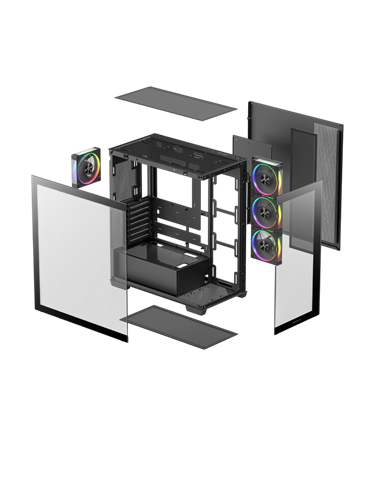 Компьютерный корпус Deepcool CG580 4F V2, Midi-Tower, Без блока питания, Чёрный