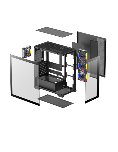 Carcasă PC Deepcool CG580 4F V2, Midi-Tower, Fără PSU, Negru