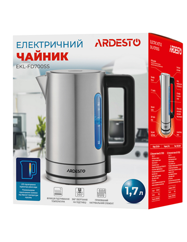 Электрочайник Ardesto EKL-FD700SS, Нержавеющая сталь