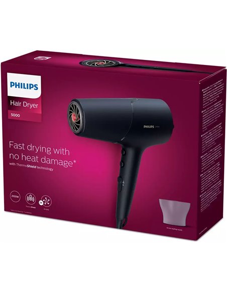 Uscător de păr Philips BHD504/00, 2100 W, Negru