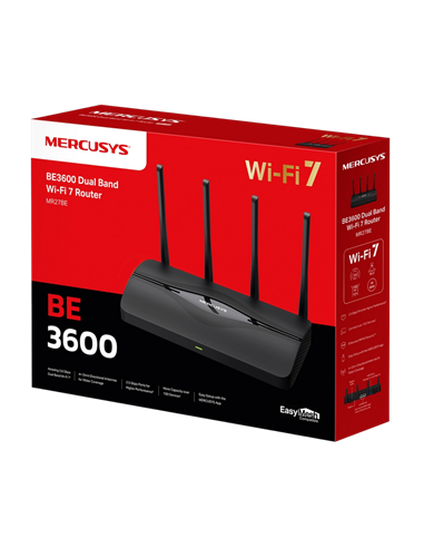 Router fără fir MERCUSYS MR27BE, Wi-Fi, Negru