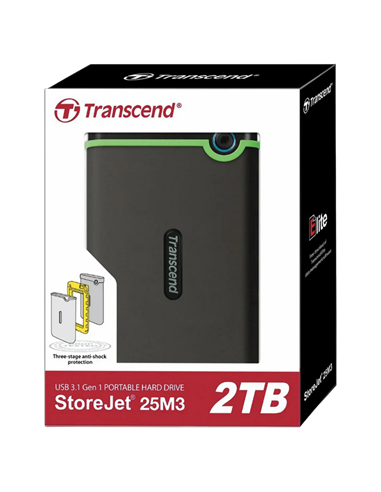 HDD portabil extern Transcend StoreJet 25M3S, 2 TB, Iron Gray (TS2TSJ25M3S)
