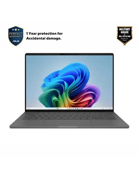 Laptop 14" ASUS Zenbook A14 OLED UX3407QA, Iceland Gray, Qualcomm Snapdragon X X1-26-100, 16GB/512GB, Windows 11 Home