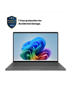 Ноутбук 14" ASUS Zenbook A14 OLED UX3407QA, Iceland Gray, Qualcomm Snapdragon X X1-26-100, 16Гб/512Гб, Windows 11 Home 2