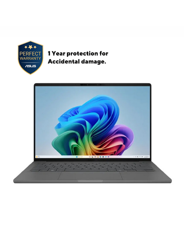 Laptop 14" ASUS Zenbook A14 OLED UX3407QA, Iceland Gray, Qualcomm Snapdragon X X1-26-100, 16GB/512GB, Windows 11 Home