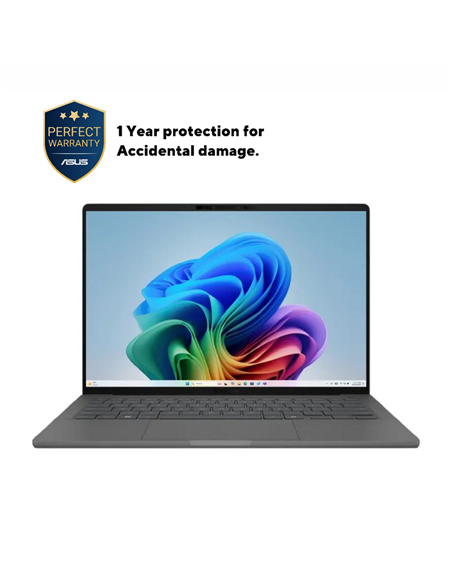 Ноутбук 14" ASUS Zenbook A14 OLED UX3407QA, Iceland Gray, Qualcomm Snapdragon X X1-26-100, 16Гб/512Гб, Windows 11 Home
