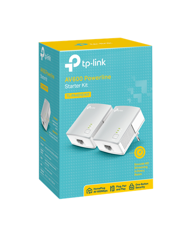 Адаптер Powerline TP-LINK TL-PA4010 KIT, AV600, 600 Mбит/c, Белый