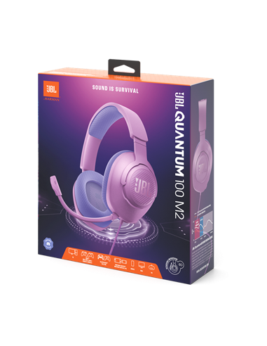 Игровая Гарнитура JBL Quantum 100M2, Проводной аналоговый, Фиолетовый
