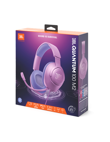 Игровая Гарнитура JBL Quantum 100M2, Проводной аналоговый, Фиолетовый